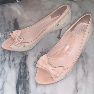 Rebecca Taylor Floral Peep Toe Heels-size 23.5 (7)